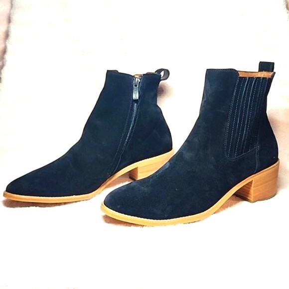 PAUL GREEN SANTE BLACK SUEDE BLOCK HEEL COWBOY BOOTIES SIZE 10 NWOB - Picture 2 of 16